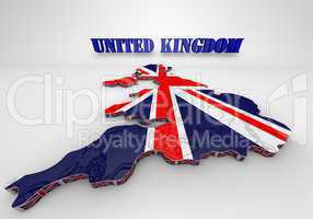 Illustration of United Kingdom map with as Flag