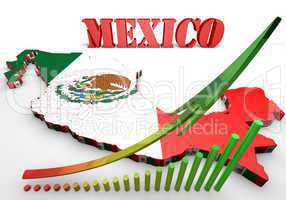 map illustration of Mexico with flag