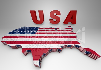 U.S.A. mapped flag in 3D illustration .