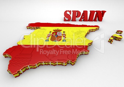 Map of SPAIN with flag
