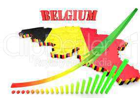 map illustration of Belgium with flag