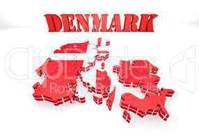 map illustration of Denmark with flag