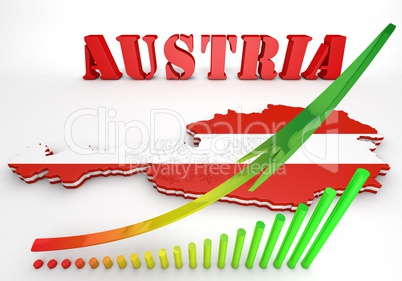 map illustration of Austria with flag