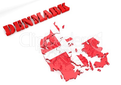 map illustration of Denmark with flag