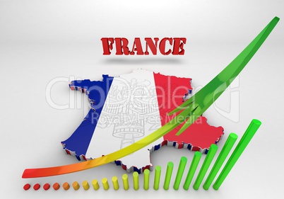 Map of France with flag colors.
