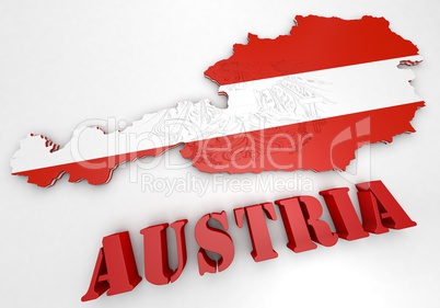 map illustration of Austria with flag