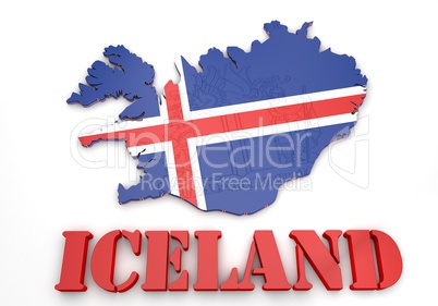 map illustration of Iceland with flag