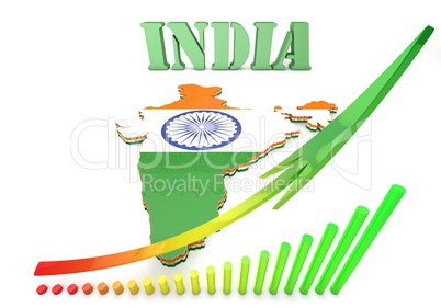 Map illustration of India with flag