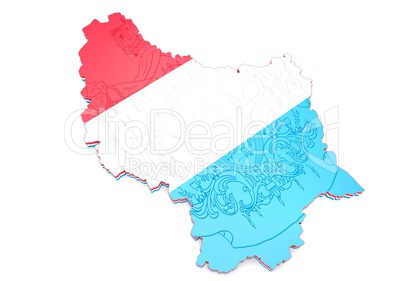 Map illustration of Luxembourg with flag