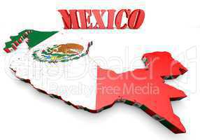 map illustration of Mexico with flag