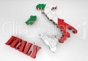Map of Italy with flag