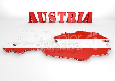 map illustration of Austria with flag