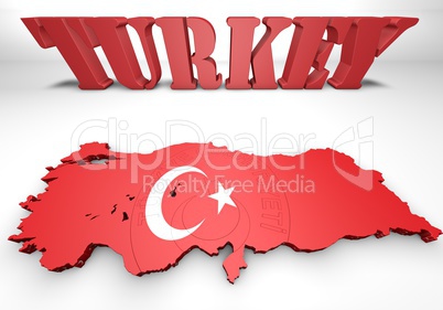 map illustration of Turkey with flag