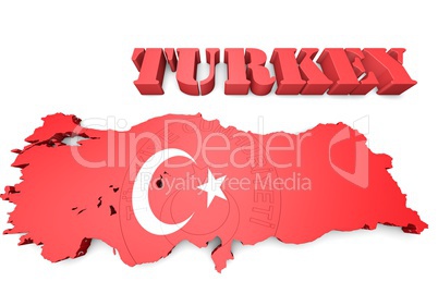 map illustration of Turkey with flag