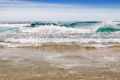 sea, sand beach and blue sky