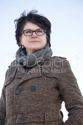 Middle-aged woman on a winter walk