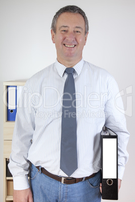 Businessman with file folders