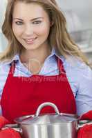 Young Blond Woman Girl Cooking Kitchen