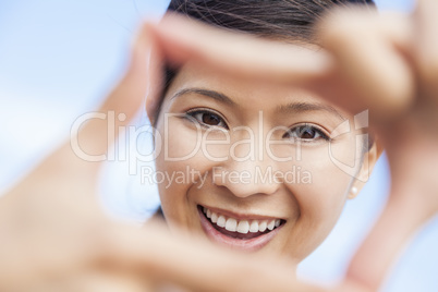 Chinese Asian Woman Girl Making Finger Frame