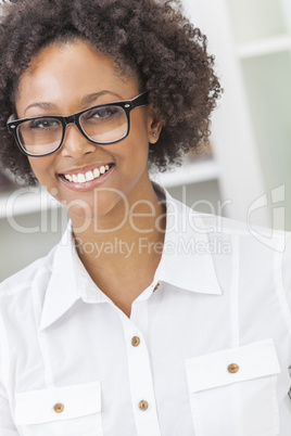 Mixed Race African American Girl Wearing Glasses