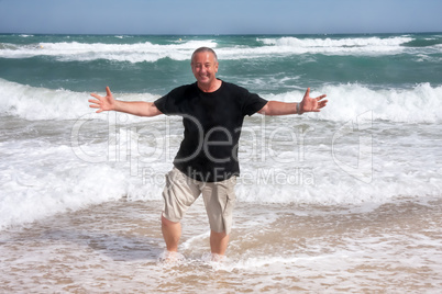 Man is happy at sea