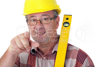 Construction worker with level