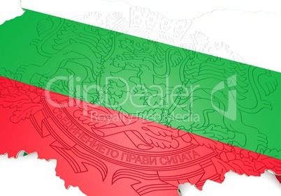 map illustration of Bulgaria with flag
