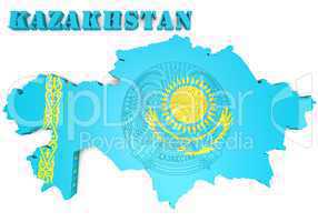 map illustration of Kazakhstan with flag