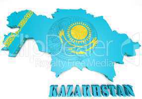 map illustration of Kazakhstan with flag