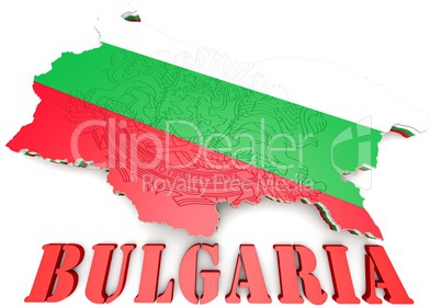 map illustration of Bulgaria with flag