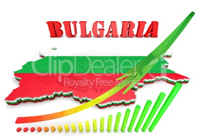 map illustration of Bulgaria with flag