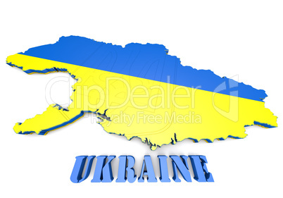 map illustration of Ukraine with flag