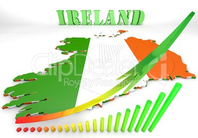 map illustration of Ireland with flag