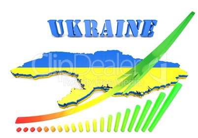 map illustration of Ukraine with flag