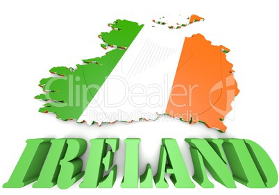 map illustration of Ireland with flag