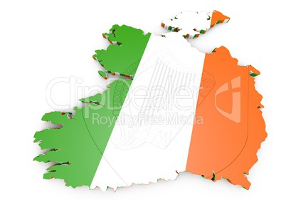 map illustration of Ireland with flag