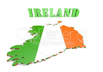 map illustration of Ireland with flag