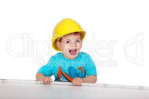 Child with hard hat
