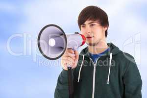 Young man with megaphone