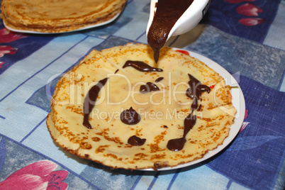 manufacture of pancakes with chocolate