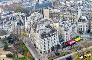 Paris, France. Beautiful city aerial view from the top of Notre