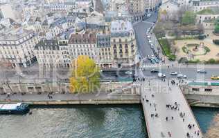 Paris, France. Beautiful city aerial view from the top of Notre