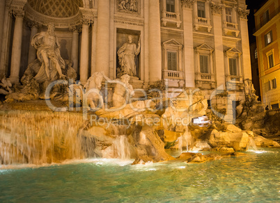 Beautiful night lights of Fontana di Trevi - Rome, Trevi Square