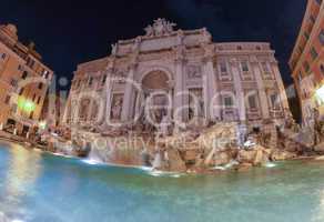 Water smooth movement of Trevi fountain, Rome