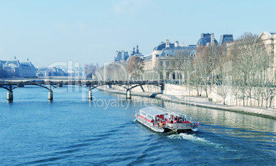 Bateau on the Seine. Parisian boat making a city tour