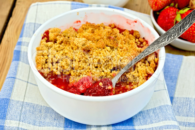 Crumble strawberry on board