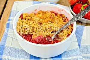 Crumble strawberry on board