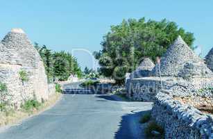 Apulia, Italy. Unique Trulli houses with conical roofs in Albero