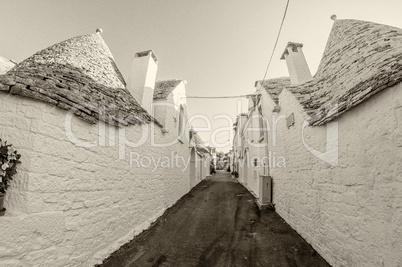 Apulia, Italy. Unique Trulli houses with conical roofs in Albero