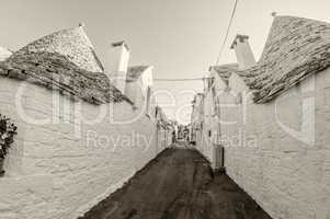 Apulia, Italy. Unique Trulli houses with conical roofs in Albero